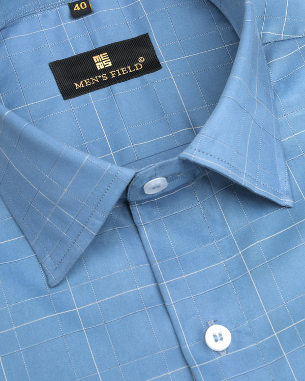 Men's Long Sleeve Super Soft Blue Check Shirt
