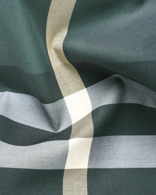 Men's Check Formal Dark Green Shirt Fabric