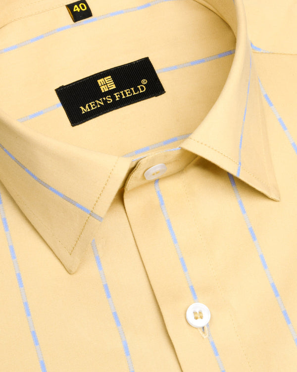Men's Formal Light Gold Super Soft Stripe Shirt