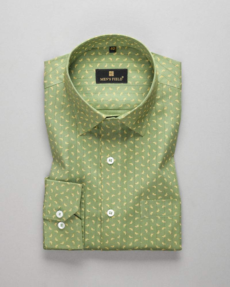 Men's Formal Long Sleeve Olive Green Shirt