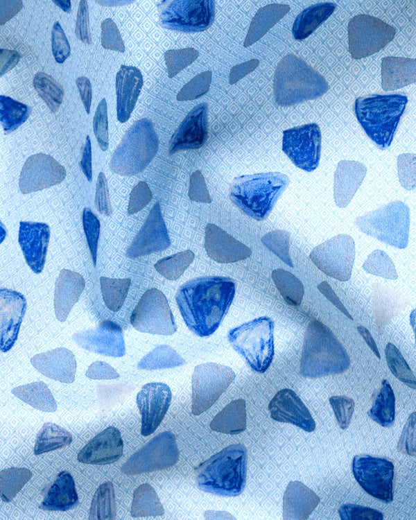 Men's Printed Stone Super Soft Blue Shirt